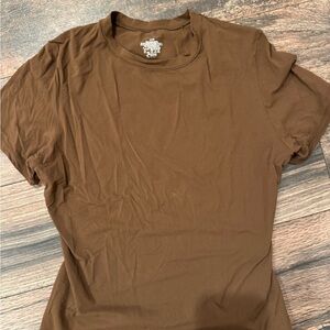 SKIMS Chocolate Brown Short Sleeve Tee